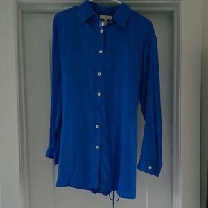 Promesa Blue Button-Down Shirt Dress With Shorts